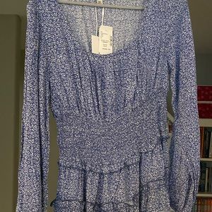 Stellah Blue with White Dots short shift spring summer light dress